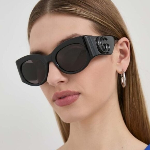 NEW GG1544S 001 53 GUCCI BLACK ROUND WRAP SUNGLASSES GUCCI - Picture 2 of 4